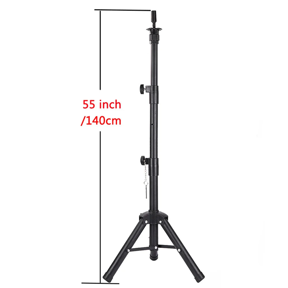 Multifunction Wig Stand — 3-Holder Tripod for Mannequin Heads, Training Dolls & Canvas Blocks