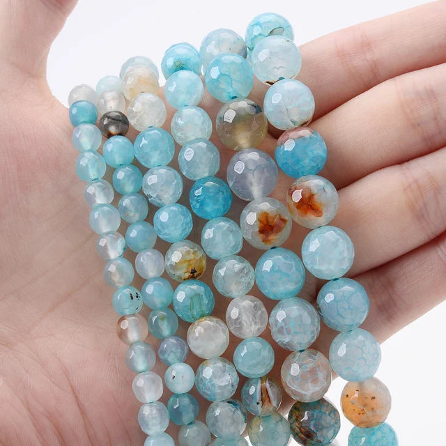Natural Stone Round Beads 4-12mm Tiger Eye Lava Turquoise Jade for DIY Jewelry Making Bracelet Craft Supplies