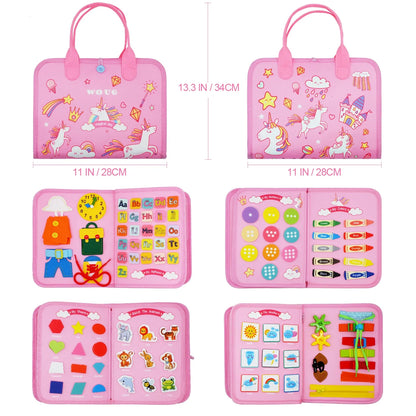 Montessori Toddler Busy Board – Educational Activity for Motor Skills & Baby Learning Toys for Travel