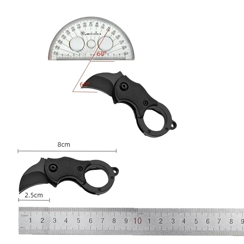 Mini Keychain Pocket Knife – Stainless Steel Camping EDC Tool with Fixed Blade, Peeler, and Portable Chain