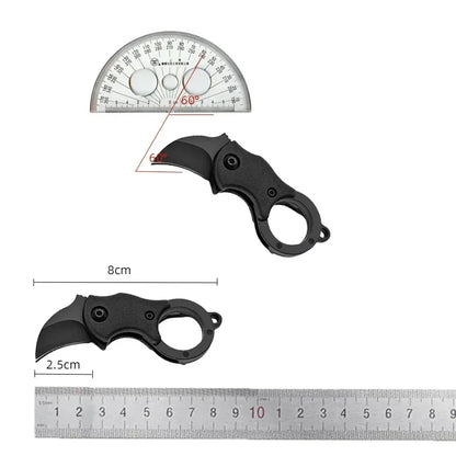 Mini Keychain Pocket Knife – Stainless Steel Camping EDC Tool with Fixed Blade, Peeler, and Portable Chain
