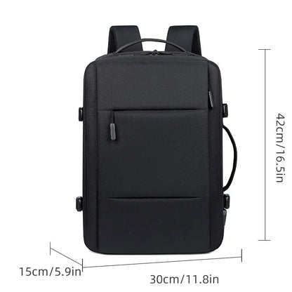 Classic Men's Travel Backpack | Business & School | Expandable USB Bag | Large Capacity Laptop Waterproof Fashion