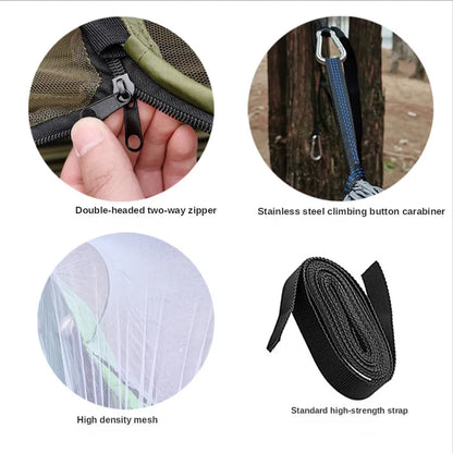 Automatic Quick-Opening Mosquito Net Hammock: Outdoor Camping Swing with Anti-Rollover Nylon Rocking Chair - 260x140cm