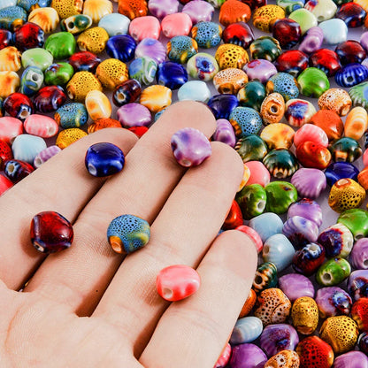 10/20/30PCS Colorful Ceramic Animal Beads – 2mm Hole Clownfish, Turtle, Star & Conch Shell for DIY Jewelry, Bracelets & Crafts