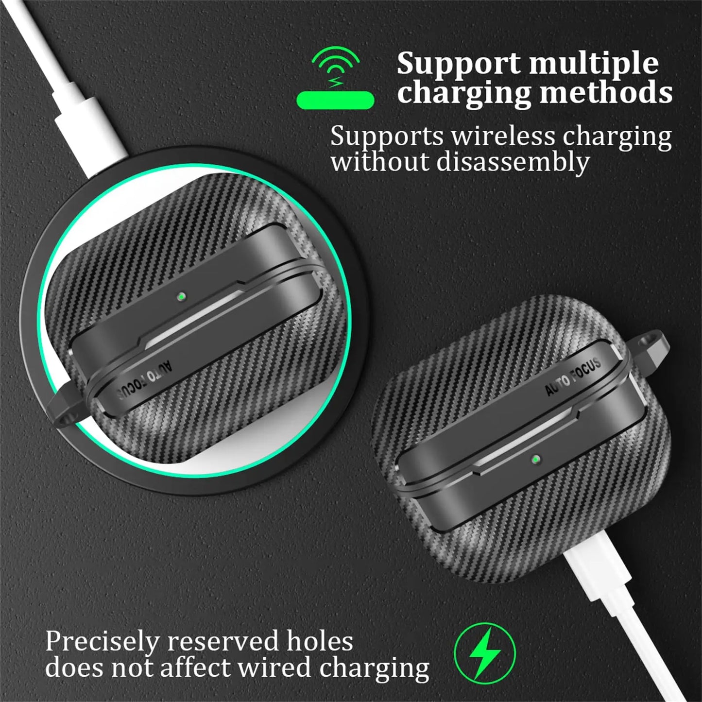 2024 Carbon Fiber Military Armor Case for Samsung Galaxy Buds 3/3 Pro – Protective Cover with Keychain