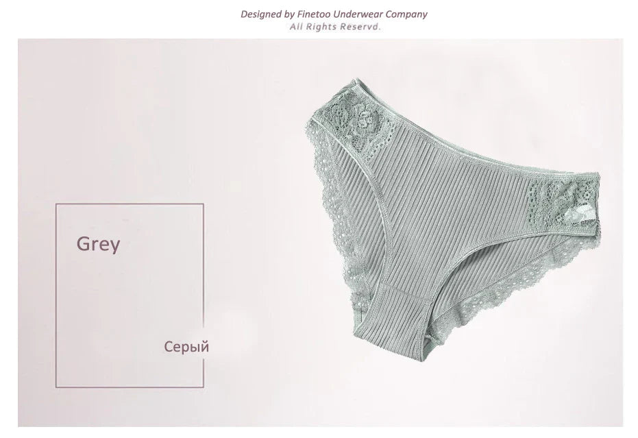 Floral Lace Cotton Women’s Panties - Comfortable Briefs, Solid Color Underwear, 3PCS/Set, Sizes M-XXL