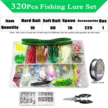 Fishing Lure Kit with Soft & Hard Baits – Minnow, Metal Jig Spoon & Crankbait Set for Bass & Pike Fishing with Storage Box Tackle Gear Kit