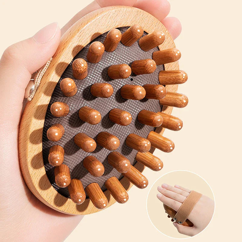 Wooden Anti-Cellulite Body Brush – Spa Air Cushion Massage Comb for Scalp & Essential Oil Therapy