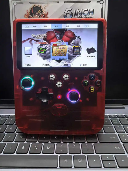 FLLBW R60 Max Retro Game Console - 6" IPS Handheld with 128GB Storage, 22,000 Games & Linux System