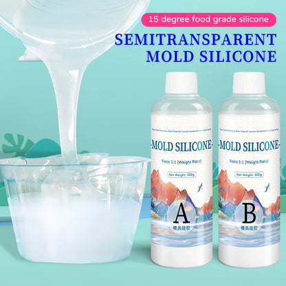 DIY Silicone Mold Making Kit — AB 1:1 Liquid Rubber, Fast-Curing Silicone for Mold Casting, 200g/500g