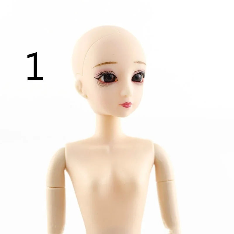 30cm Fashion Princess Babi Doll – 3D Eyes, 20-Joint DIY Plastic Doll for Girls, BJD Model