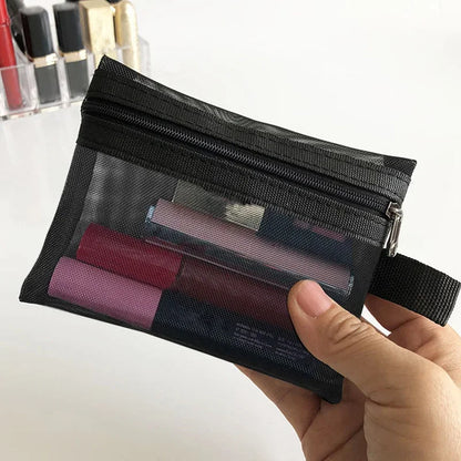 Female Makeup Pouch – Portable Small & Large Mesh Cosmetic Bag, Toiletry Beauty Case, Travel Makeup Organizer Storage Bag