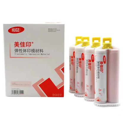 Dental Impression Light Body Silicone Rubber 50ml with Elastomeric Mixing Tips – Gum Bite Registration Material