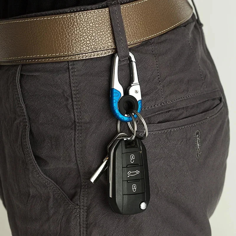 Men’s Stainless Steel Keychain Buckle – Carabiner Hook Key Ring for Outdoor & Car Accessories
