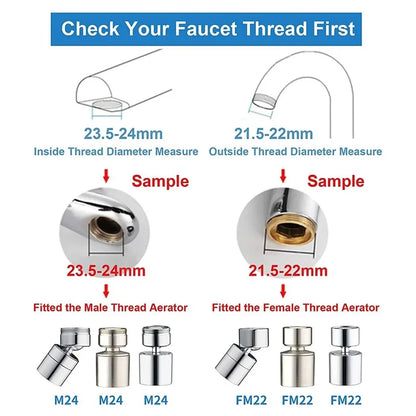 New 2-Mode Kitchen Faucet Spray Head – Adjustable 360° Rotary Splashback Nozzle & Aerator Filter