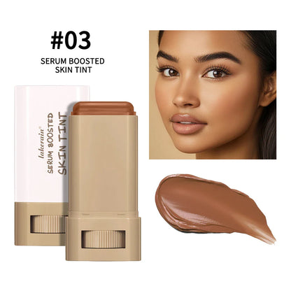Balm Serum Skin Tint – Silky Texture, Moisturizing Coverage & Plumping Stick Foundation for Even Skin Tone, Travel-Friendly