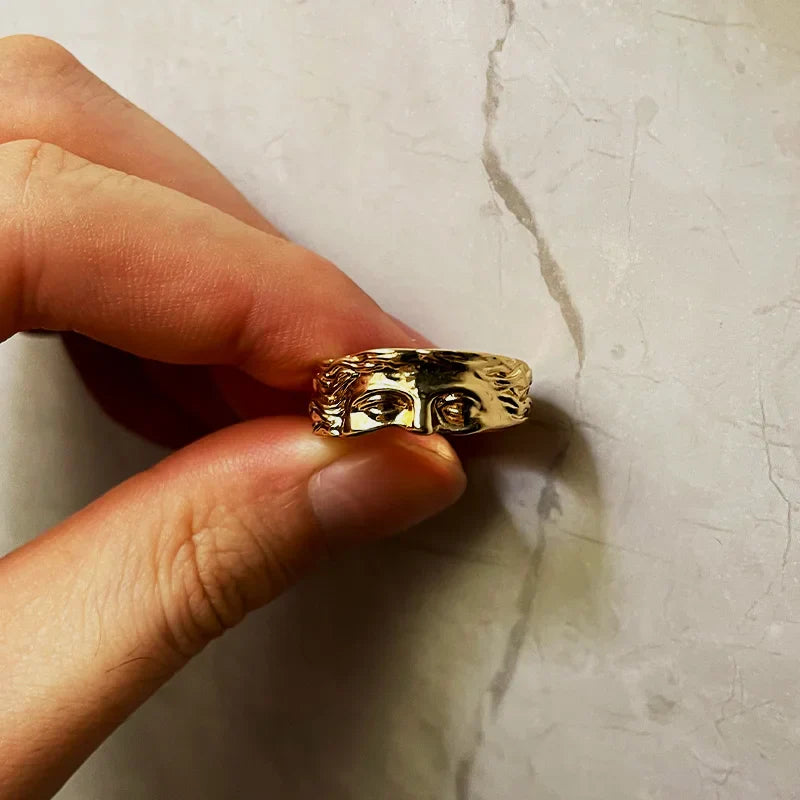 Retro Half-Face Venus Ring – Greek Mythology Vintage Punk Gothic Open Ring, Unisex Designer Jewelry