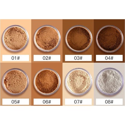 Matte Loose Setting Powder – Oil-Control Mineral Face Concealer, Long-Lasting Bronzer & Contour for Dark Skin