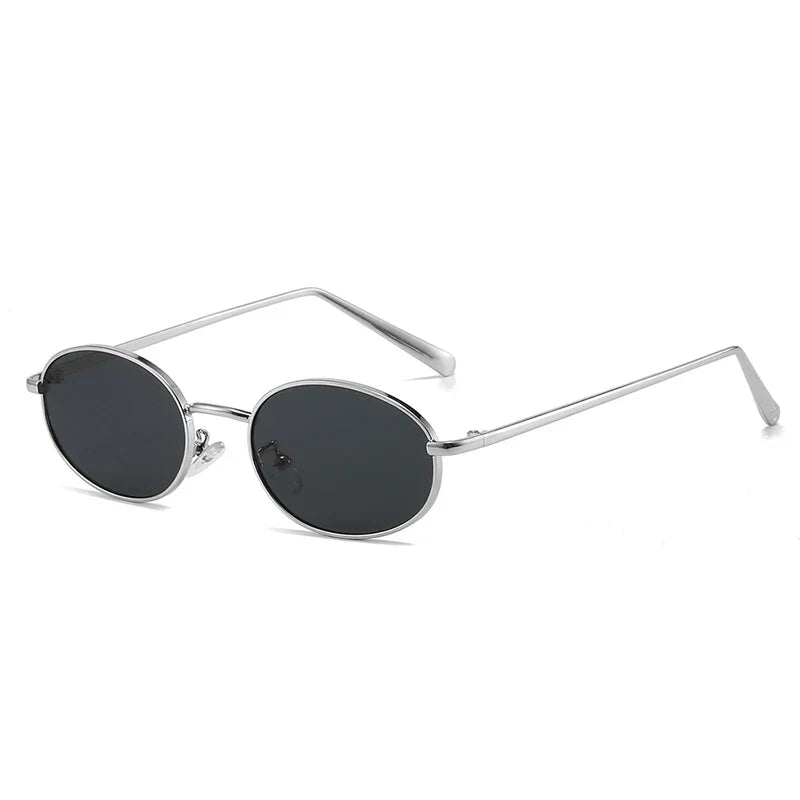 SHAUNA Retro Oval Metal Frame Sunglasses – UV400 Punk Style Shades for Women & Men