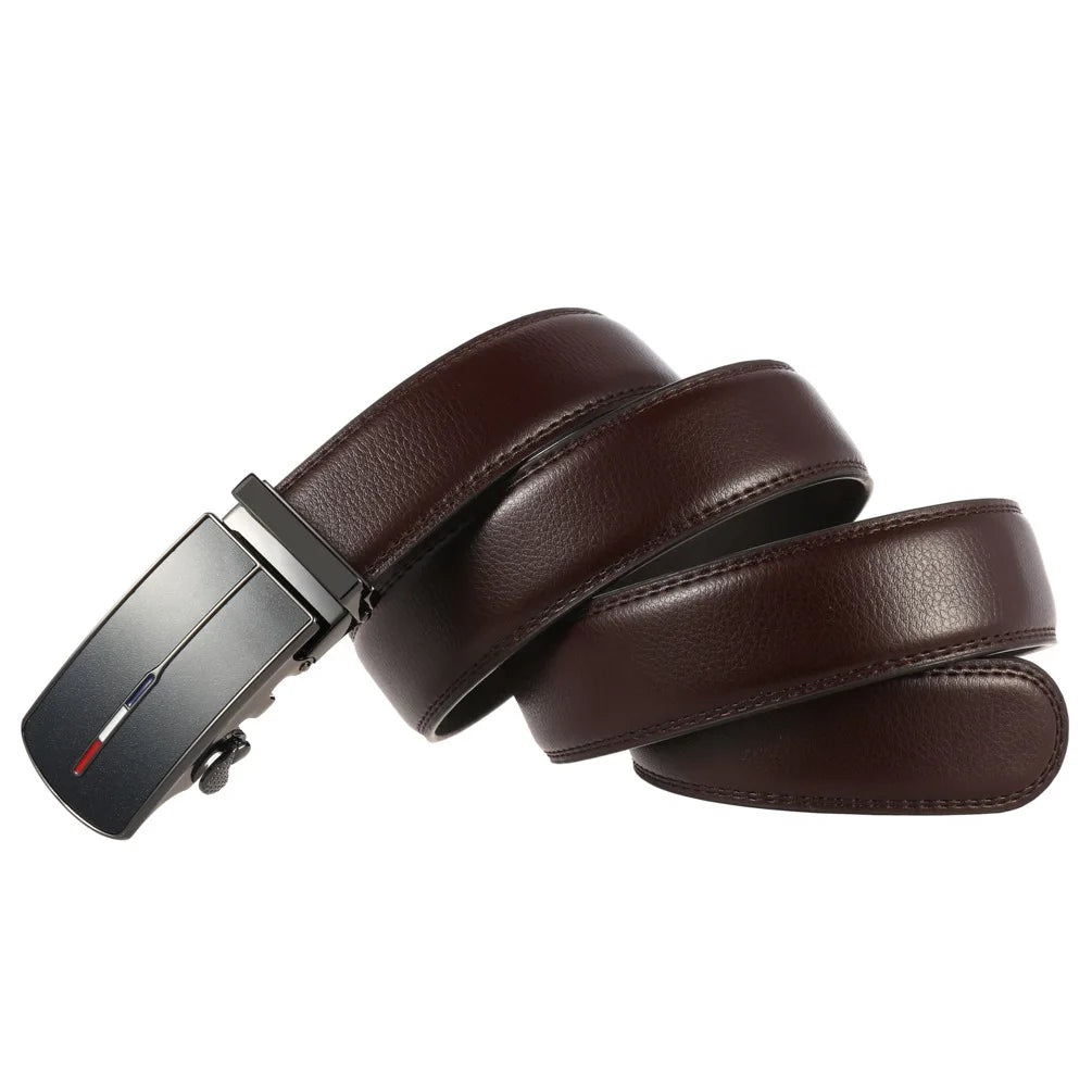 Men’s Cowskin Leather Belt – Luxury Automatic Buckle Designer Style in Black or Brown (3.5cm)