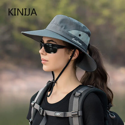 Stylish Women's Waterproof Fisherman Hat: Large Brim Bucket Cap for Outdoor Travel, Fishing, Climbing, and Hiking - Fashionable Sun Protection