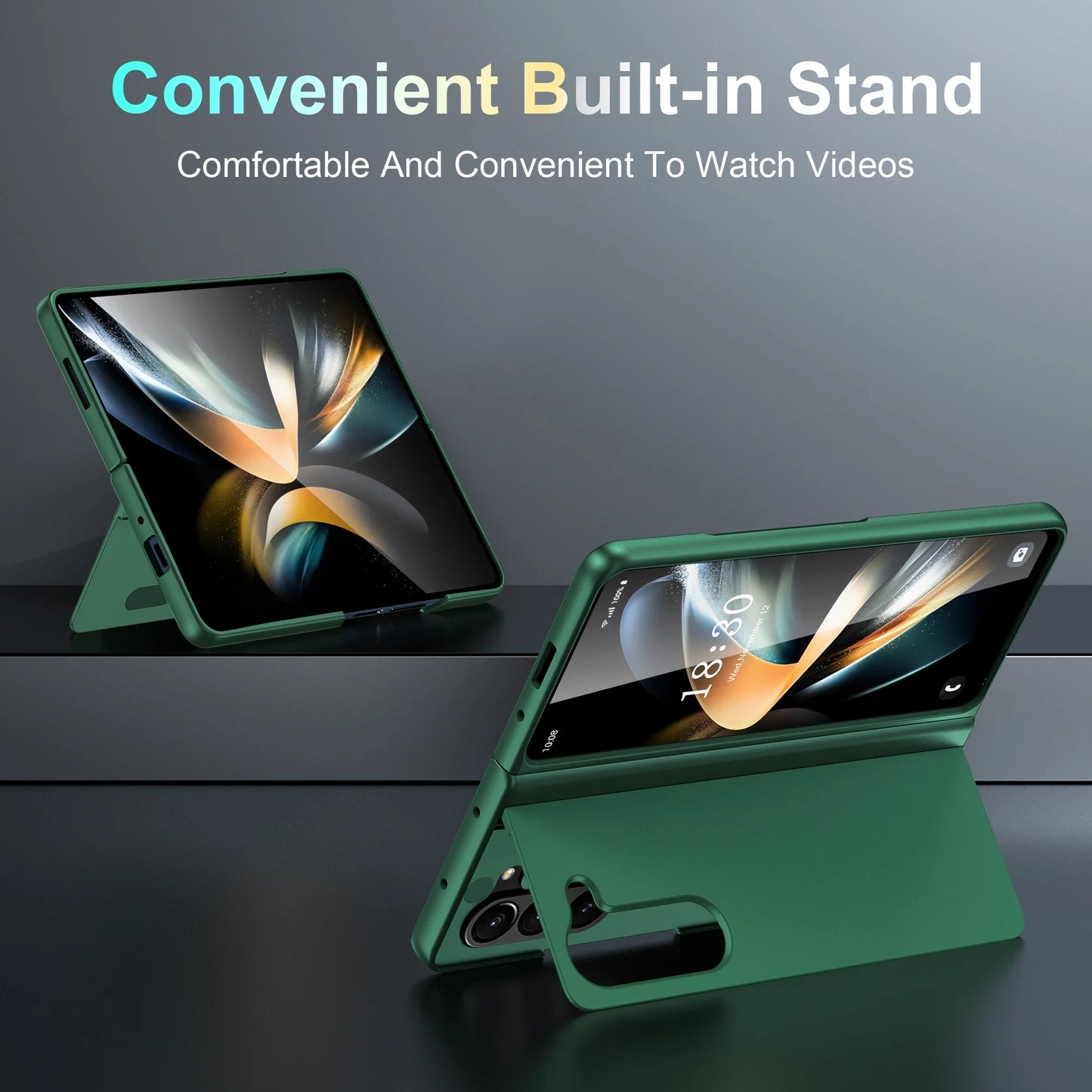 Full Coverage Hard PC + TPU Case for Samsung Galaxy Z Fold 5/4/3 5G – Anti-Fingerprint, Anti-Scratch, Heavy Duty with Holder, Matte & Non-Slip Design