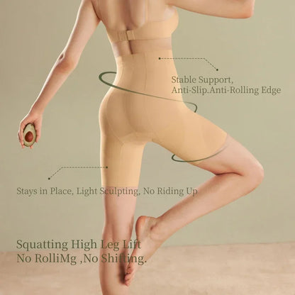 SUJIIN Seamless High Waist Shapewear Shorts for Women - 3D Butt Lifting Tummy Control Body Shaper