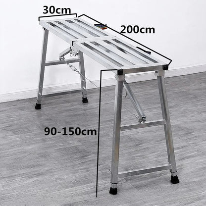 Foldable Steel Scaffolding Ladder – Portable Construction Workbench & Elevated Platform for Home Decoration, Renovation & Heavy-Duty Building Use