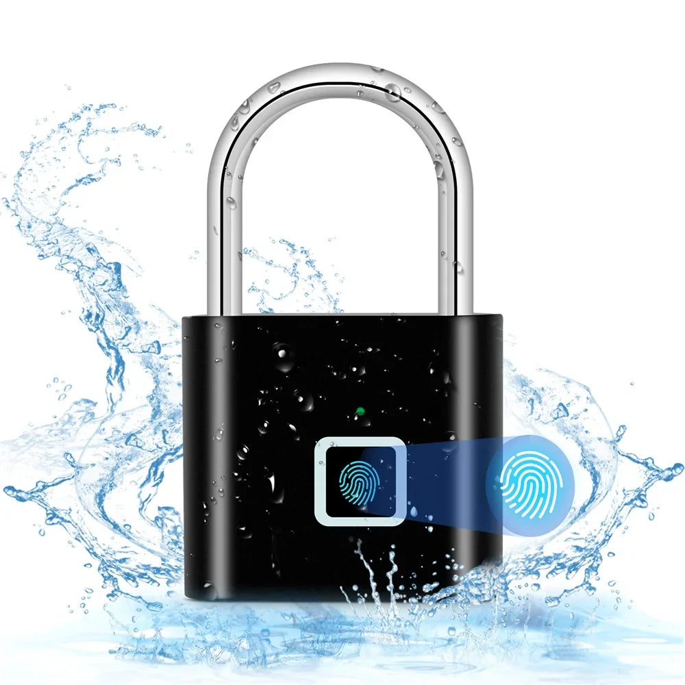 KERUI Smart Fingerprint Padlock Keyless USB Rechargeable Waterproof Security Lock – 0.2s Quick Unlock Anti-Theft Portable Zinc Alloy Door Lock