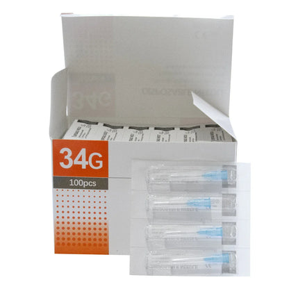 34G Tattoo & Beauty Injection Needles — 1.5mm, 2.5mm, 4mm Sterile Safety Syringe Hand Tool Parts