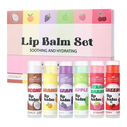 6-in-1 Fruity Lip Balm Set – Moisturizing Hydrating Long-Lasting Lip Care for Soft Lips & Reduced Lip Lines
