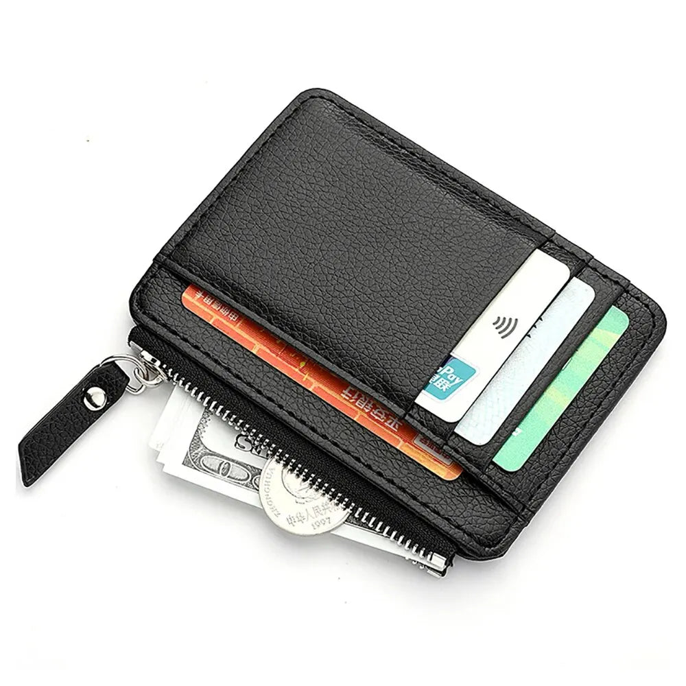 Mini Credit Card Wallet for Men – Slim ID Holder with Zipper, Small Sleeve-Style Short Coin Wallet