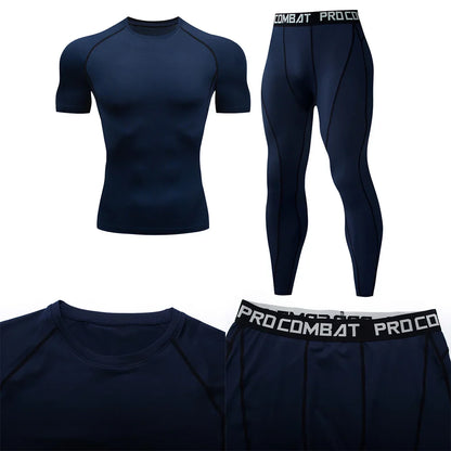 2-Piece Men’s Compression Sportswear Set — Gym, Yoga, Workout & Jogging Tracksuit