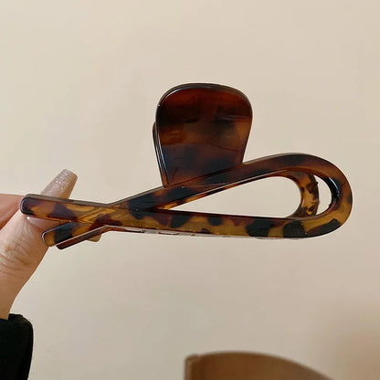 Leopard Print Acrylic Hair Grab Clip | Large Arc Cross Square Geometric Shark Clip for Women