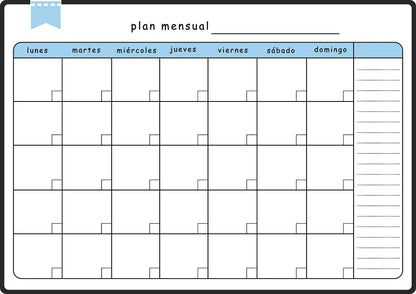 A3 Dry Erase Whiteboard Fridge Calendar – Weekly & Monthly Planner in Spanish, French, English
