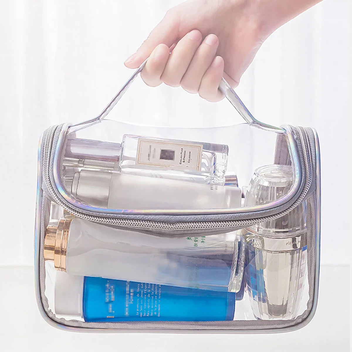 Clear PVC Makeup Bag – Portable Waterproof Travel Cosmetic Pouch