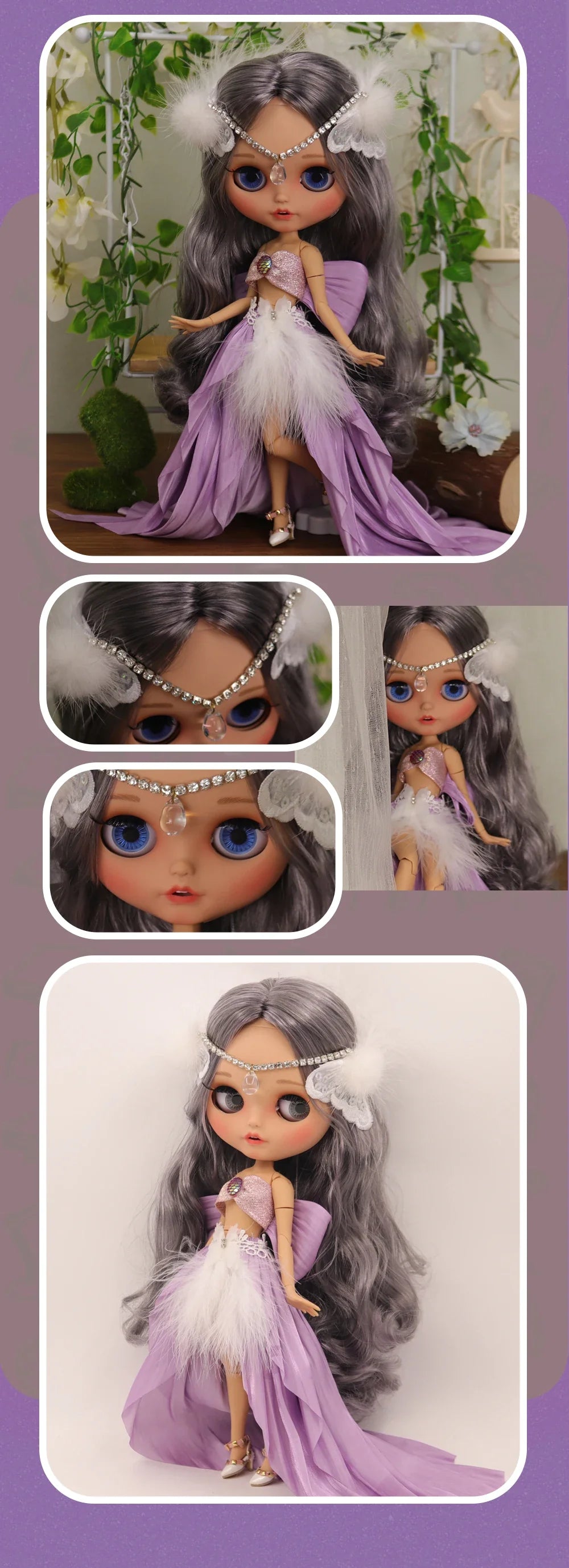 ICY DBS Blyth Doll – 1/6 Joint Body BJD Anime Girl with Tan Skin, Matte Face & Pouting Mouth OOAK OB24