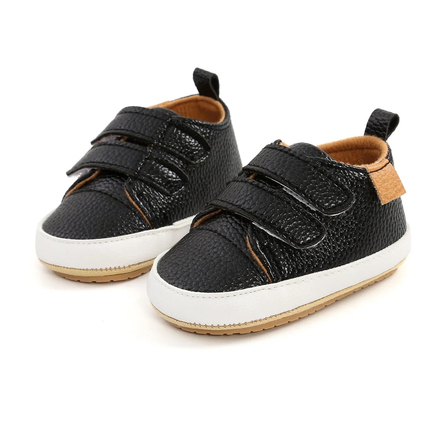 Classic Baby Casual Sneakers – Vintage PU Leather, Soft Rubber Sole, Slip-Resistant Infant Shoes in 4 Colors