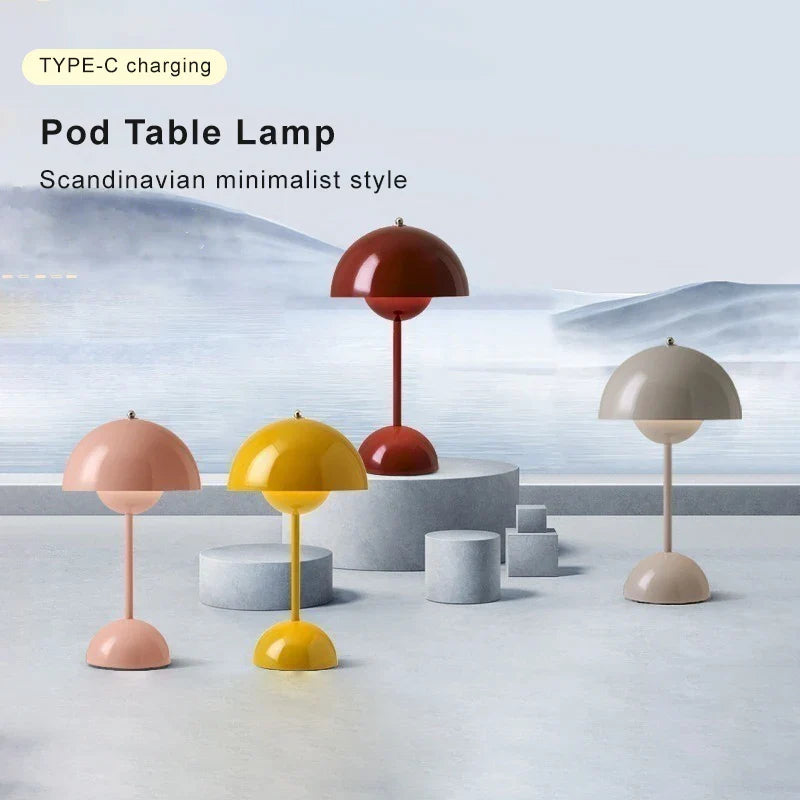 Rechargeable Mushroom Flower Bud LED Table Lamp: Simple Modern Touch Night Light for Bedroom and Dining - Desk Decor