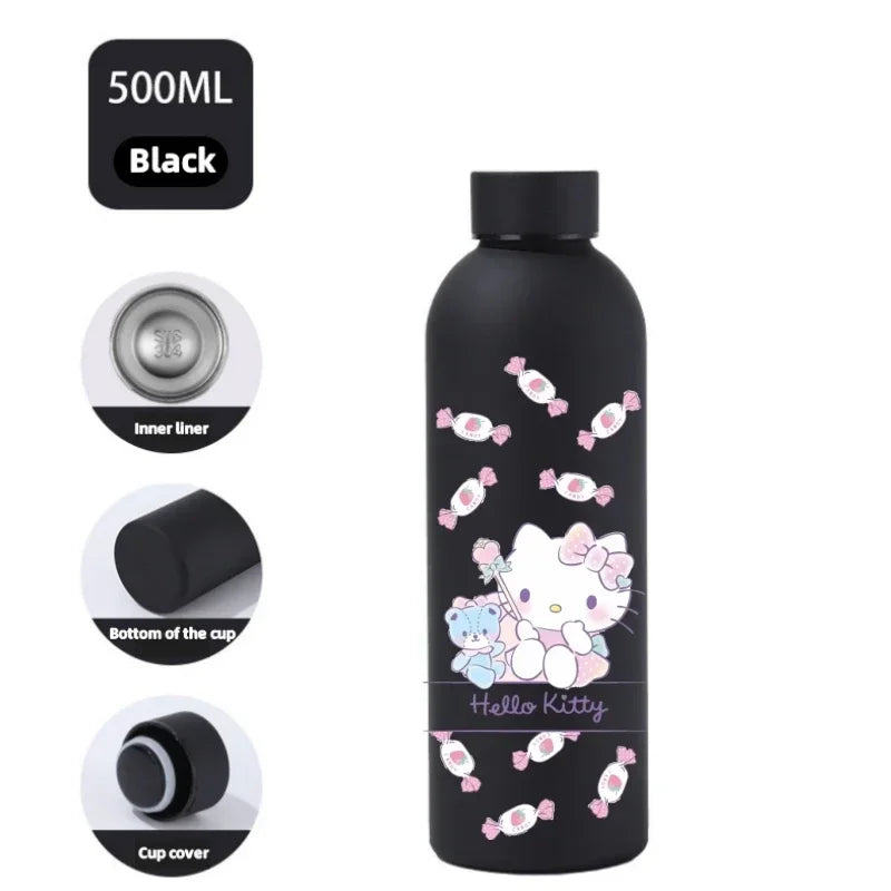 Sanrio Hello Kitty Insulated Sport Bottle — Double-Layer Stainless Steel Vacuum Cup, Small Mouth Coffee Bottle, Angel Color Frosted Finish