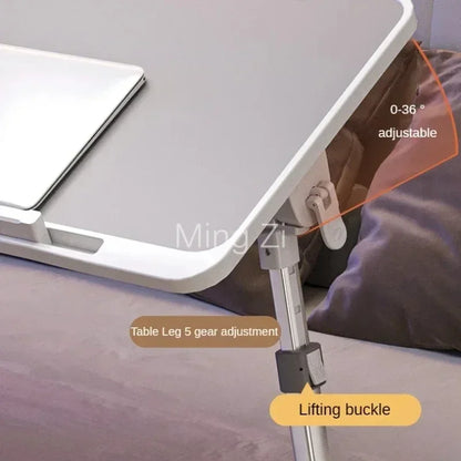 Foldable Lift Laptop Desk for Bed: Adjustable Stand Lap Table with Radiator, Drawer - Ideal for Working, Gaming, Breakfast Tray - Portable and Convenient!