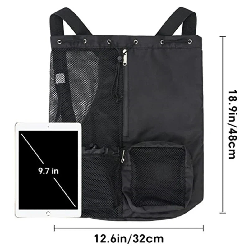 Swim Gear Mesh Backpack with Wet Pocket - Multipurpose Drawstring Beach Bag for Swimming, Gym and Workout Essentials