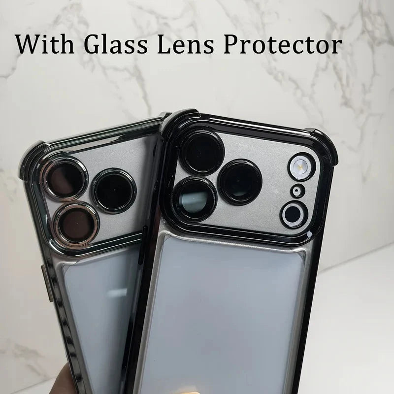 Luxury Clear Shockproof iPhone Case - Wrist Strap, Lens Protector & Protective Cover