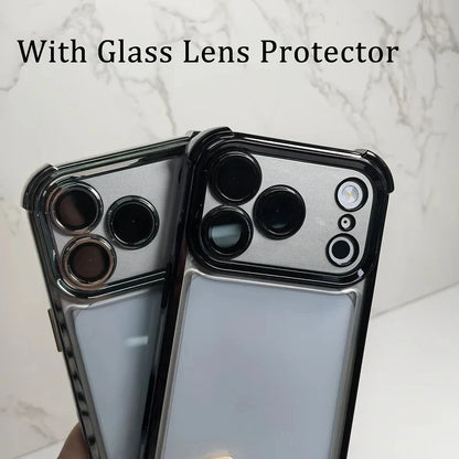 Luxury Clear Shockproof iPhone Case - Wrist Strap, Lens Protector & Protective Cover