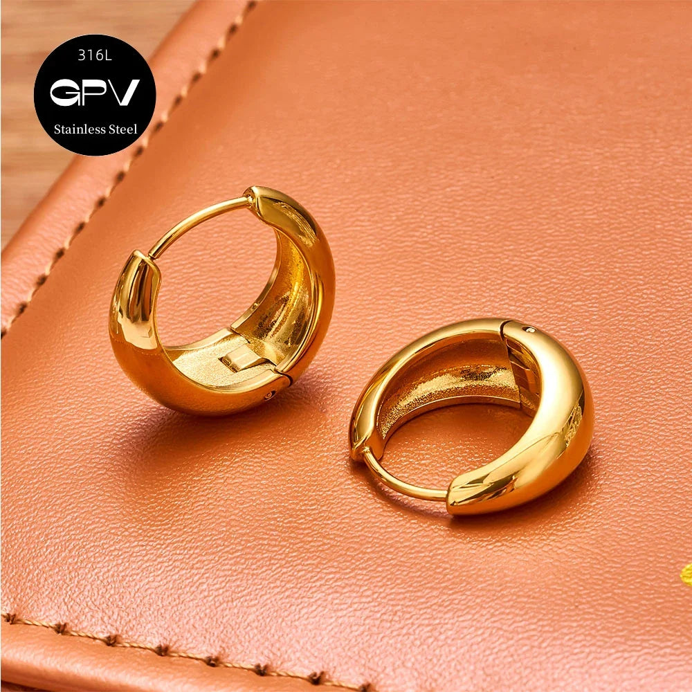 2PCS 316L Stainless Steel Earrings – Niche Design Perforated Luxury Jewelry for Women
