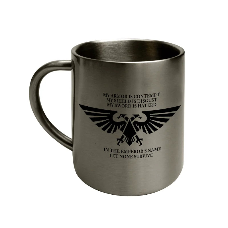 Warhammer 40K Metal Stainless Steel Cup | Imperial Double-Headed Eagle Mug | Game Peripheral Gift