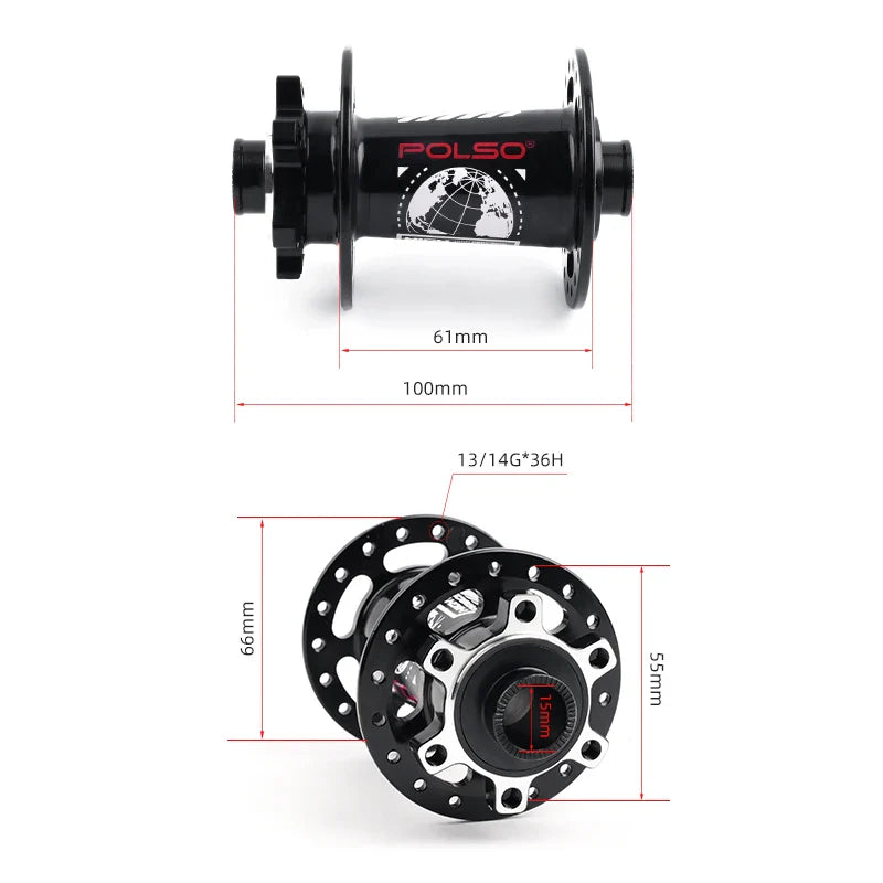POLSO MH011 MTB Bike Hub – 32H/36H Mountain Hub for 8-12 Speed, 100x15mm & 142x12mm Disc Brake Bicycle