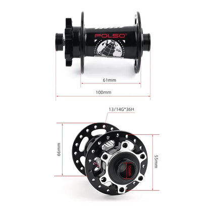 POLSO MH011 MTB Bike Hub – 32H/36H Mountain Hub for 8-12 Speed, 100x15mm & 142x12mm Disc Brake Bicycle