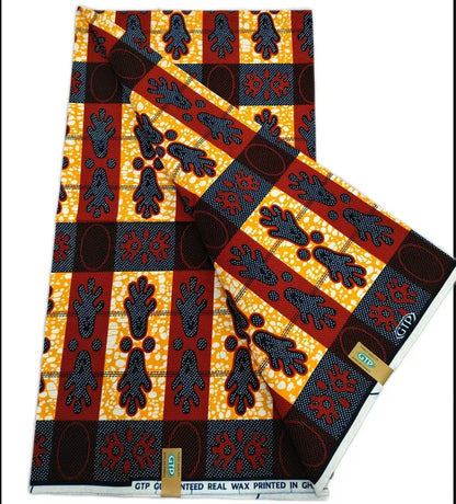 African Wax Print Fabric - High-Quality Cotton Ankara Gold Print Pagne for Wedding & Dress Sewing