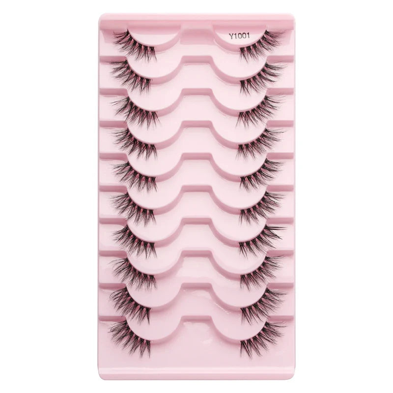 SHIDISHANGPIN 5/10 Pairs Cat Eye False Lashes – 3D Mink Half Lashes, Eyelash Extensions for Natural Makeup, Faux Cils Maquiagem